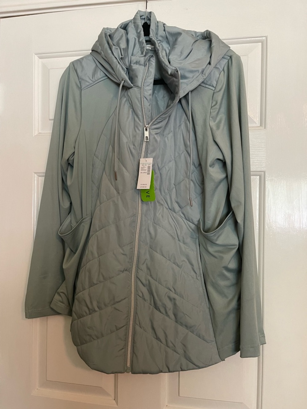 Maurices Light Sage Quilted Hooded Jacket
